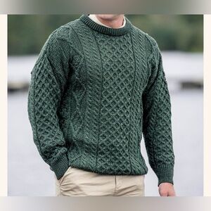 Aran Men's Super Soft Crew Neck Aran Sweater